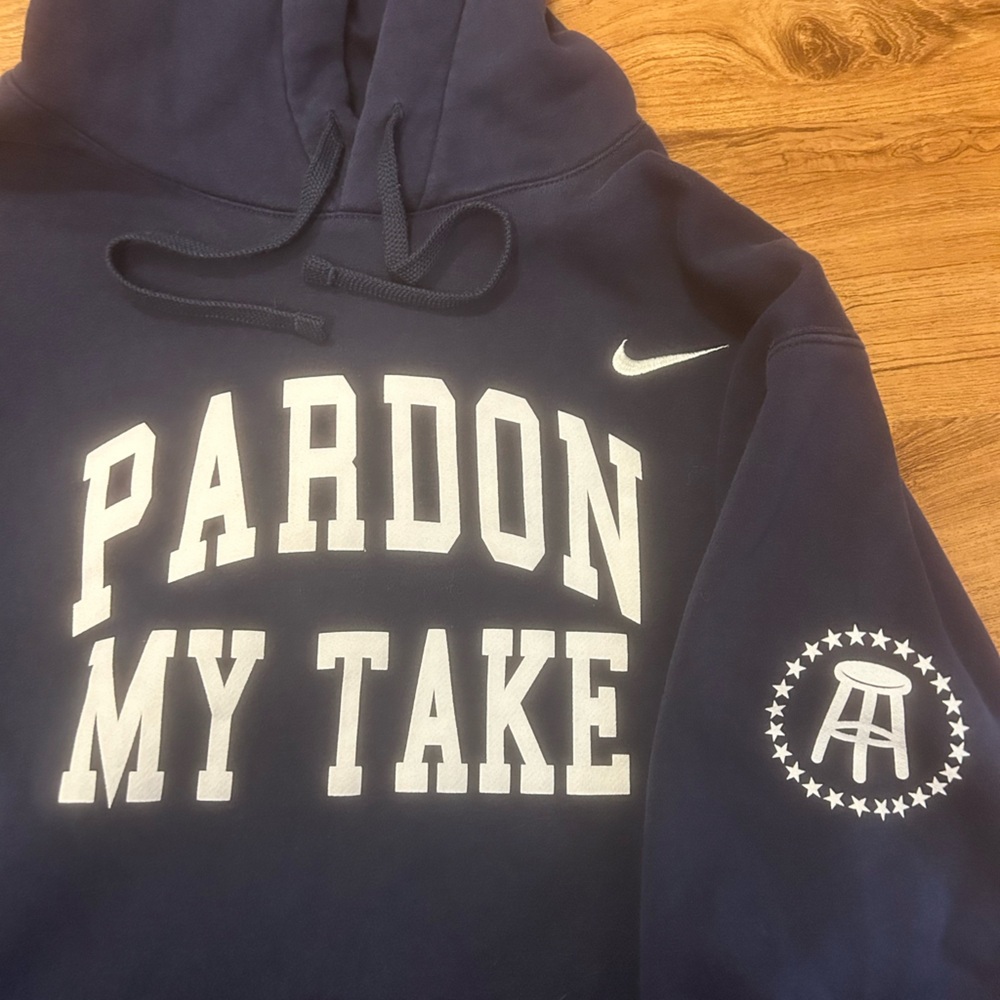 Barstool Sports x Nike Crewneck. Pardon My Take podcast. Navy Blue, size XL